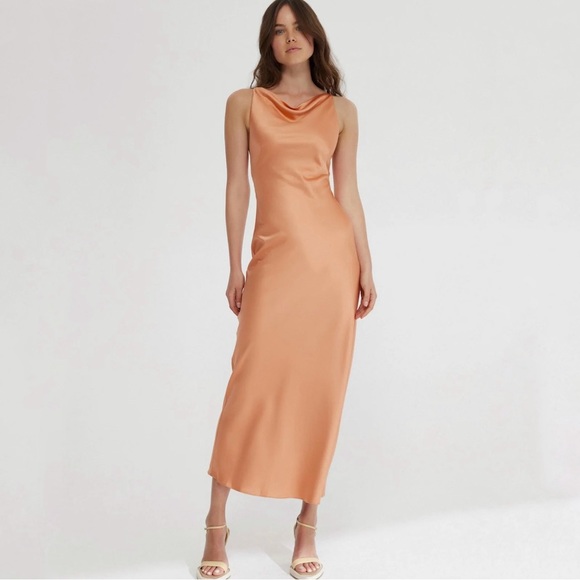 Significant Other Dresses & Skirts - Significant Other Aila Satin Midi Dress Open Back Size US 8